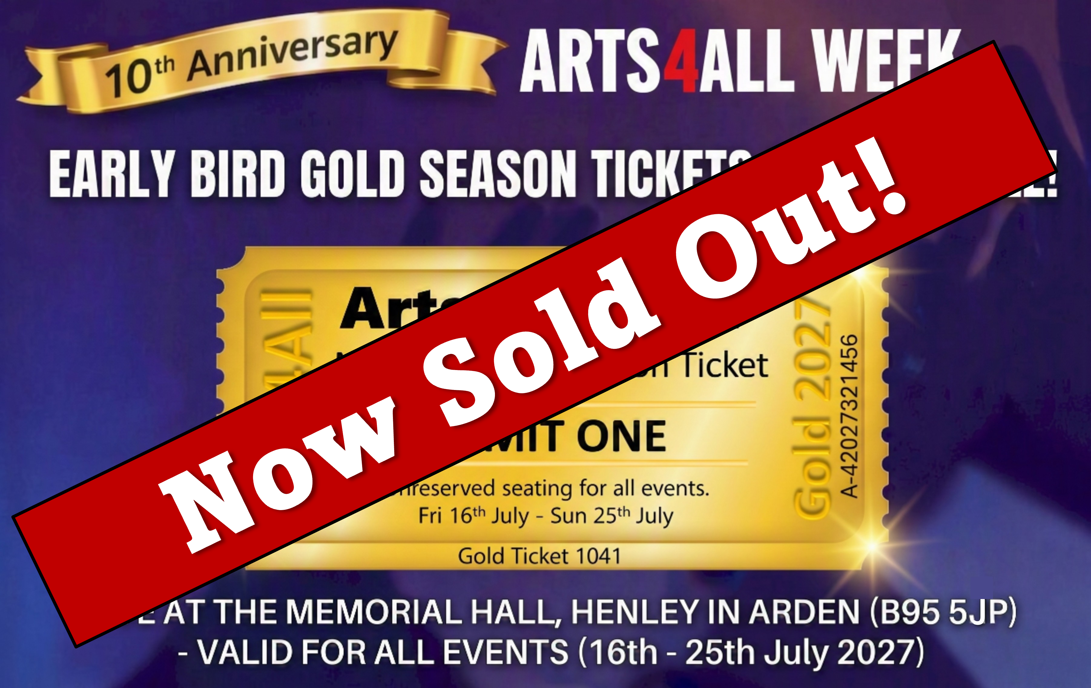 Early Bird Season Tickets Sold Out